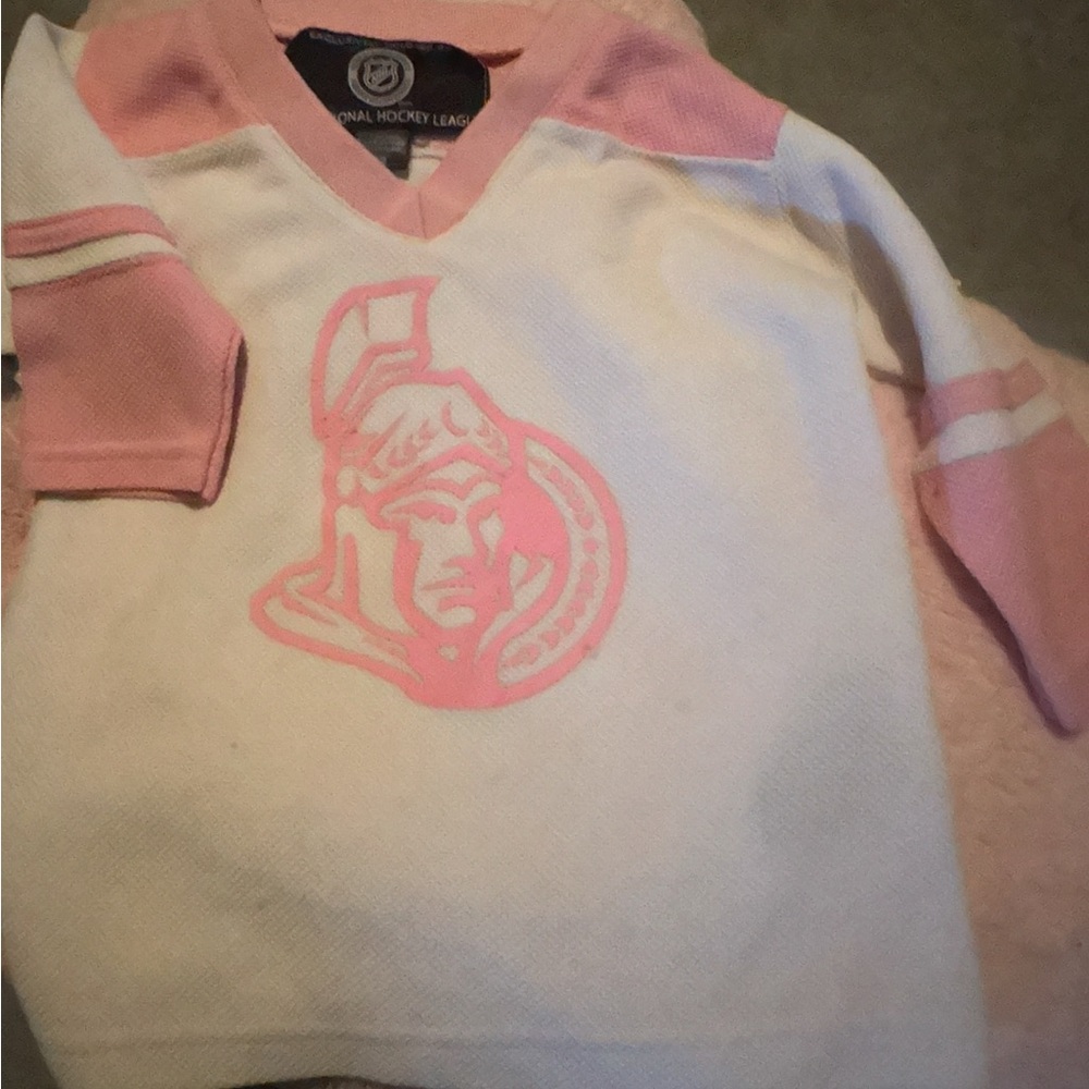 Ottawa Senators NHL Kids Pink and White Hockey Shirt